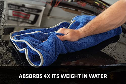 Viking Beast Microfiber Drying Towel For Car Detailing, 1000Gsm, 24 Inch X 24 Inch, Blue/Grey #TOP2