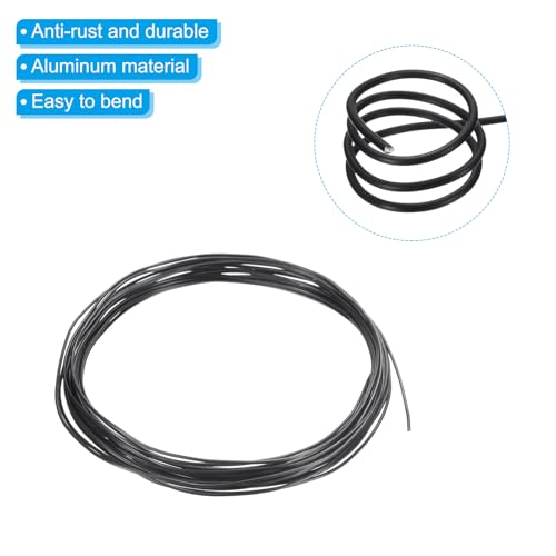 PATIKIL 1 mm przędza treningowa Bonsai, 1 rolka kwiatowa pręty anodowane aluminiowy drut 16,4 stopy ogółem do mocowania gałęzi ogrodniczych, czarny