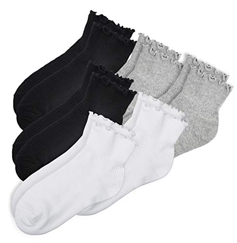 Image of Womens Ankle Casual Socks Lace Ruffle Low Cut Knit Cotton Lettuce Socks for Women Girls