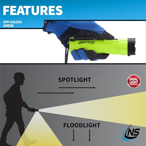 Image of Nightstick XPP-5422GX Intrinsically Safe Dual-Light Flashlight, LED Light Source, Green /Black