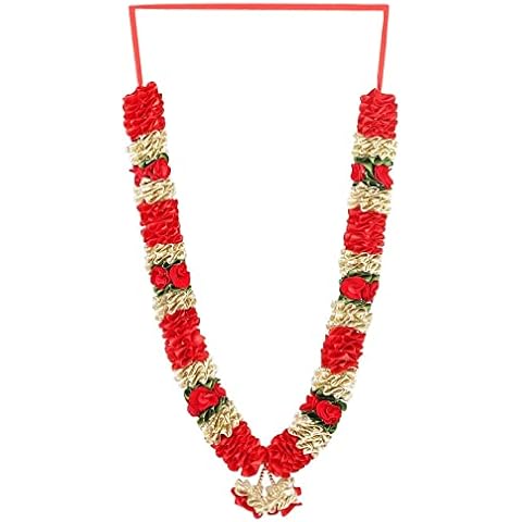 Estationeryhouse Artificial Indian mala/garland/haar jaimala shaadi indian wedding pooja ashtami,Mala 1 pc (Rose and Gold) Cover