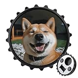 Flaschenöffner und Kühlschrankmagnet, multifunktionaler ABS-Kunststoff, Shiba Inu Smile Drucköffner mit starkem Magnet für Küche und Büro