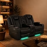 Naomi Home Chicago Power Reclining Loveseat,Premium Air Leather - Black