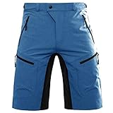 Hiauspor Men's Mountain Bike Shorts MTB Cycling Biking Short with Zipper Pockets (Fog Blue, Large)