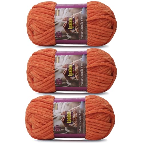 Lpalats Chunky Chenille Yarn for Crocheting - 3x100g/3.5oz Baby Blanket