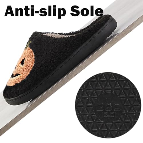 Womens Mens Slippers Retro Memory Foam Halloween Cute Cartoon Warm Lined Slippers Indoor House Home Winter Shoes4