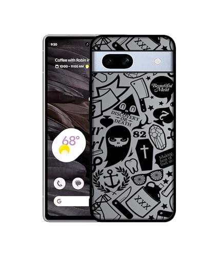 Image of Discover Or Death Design Premium 2D Printed Metal Back Case Cover for Google Pixel 7A 5G, Black