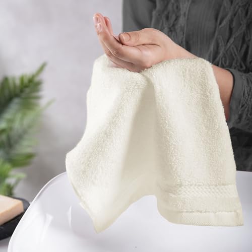 Image of MYTRIDENT Face Towels Set of 6 Cotton | Finesse Collection | 30 cm x 30 cm | Face Towel for Women and Men | 625 GSM, Zero-Twist, Luxuriously Soft, 100% Cotton - Linen