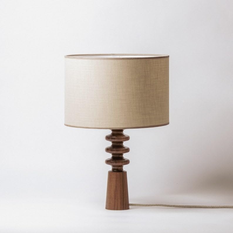 Mid Century Modern Wood Table Lamp - Frustum Cone