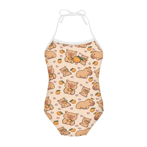 Image of Girls One Piece Swimsuit Summer Quick Dry Beach Sport Bathing Suit Halter Strap 1-10 Little Kids Toddler Swimwear