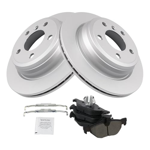 Image of TRQ Rear Brake Pad and Rotor Set Semi Metallic Coated Rotors Compatible with 2013 BMW 328i xDrive 2015 X1