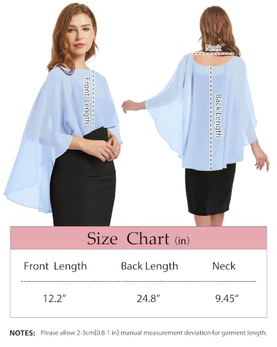 Image of Women Shawl and Wraps for Evening Dress Chiffon Cape Sheer Poncho Cover Up