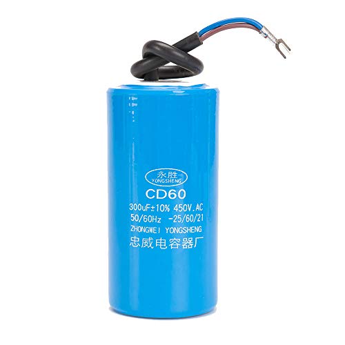 ICQUANZX 300UF CD60 Démarrage du Moteur en Marche Condensateur pour Moteur, avec Fil conducteur 450 Vca, pour la Mise en Marche de Moteurs à Courant Alternatif avec Une fréquence de 50Hz / 60Hz