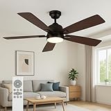 Megaluz Ventilador de Techo con Luz LED Moderna 46” Motor DC Silencioso, 6 Velocidades, 3 Tonos de Luz, Control Remoto...