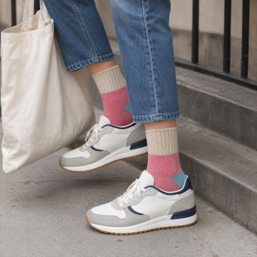 Image of Winter Women Socks 5 Pairs Vintage Wool Casual Thermal Crew Socks