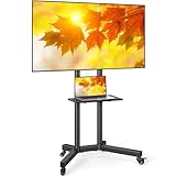 Rfiver テレビスタンド キャスター付き 壁寄せ tvスタンド 32-85インチ 高さ調整可能 大型 モニタースタンド テレビスタンド ハイタイプ VESA600*400 mmまで対応 移動式 二重支柱 X型台座 耐荷重 68KG 棚板付き ブラック