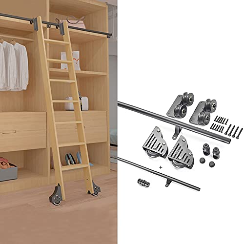 Kit de herrajes para escaleras con ruedas de piso y guiado suave para optimizar espacios 3