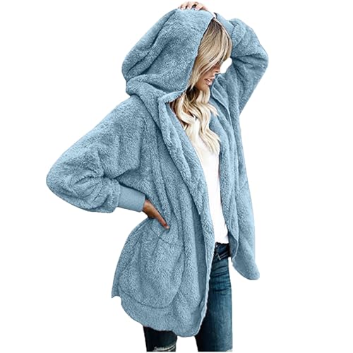 Ceboyel Womens Fleece Teddy Coats 2023 Trendy Hooded Winter Jacket Shaggy Faux Sherpa Cardigans Fashion Warm Clothes