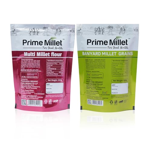 Image of Prime Millets Organic Multi Millet Flour | Whole Barnyard Grain | Pack of 2 (750g Each) | High Fiber | Healthy Digestive Meals | Premium Quality