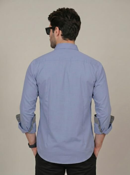 Image of Diverse Men's Cotton Blend Shirt with Pocket Design Spread Collar Full Sleeves Regular Fit and Standard Length | Comfortable Cotton Casual Shirt for Man