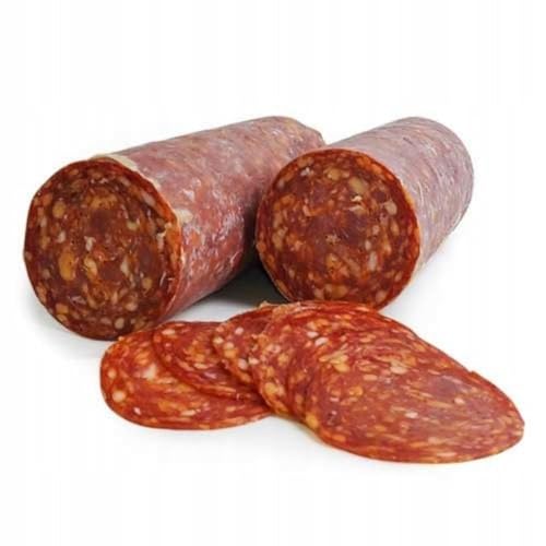 SCHRONISKO BUKOWINA Salami Diavoletto Italienische Salami mit Peperoni Schweinefleisch Gepökelt Vakuumverpackt Geschnitten