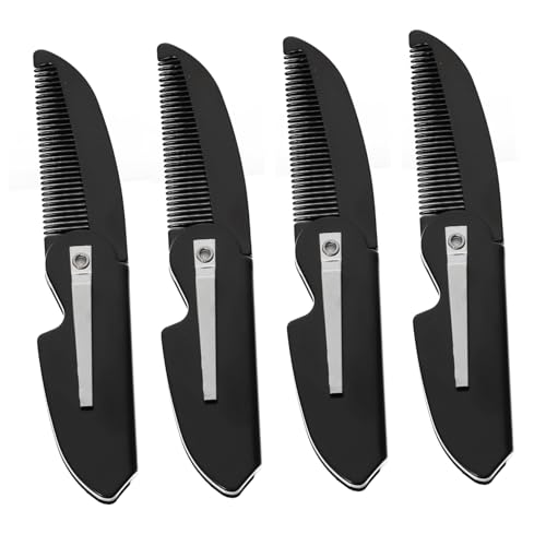 Didiseaon Men's Mustache Combs 4 Pack Folding Beard Combs for Styling Beard Care Kit