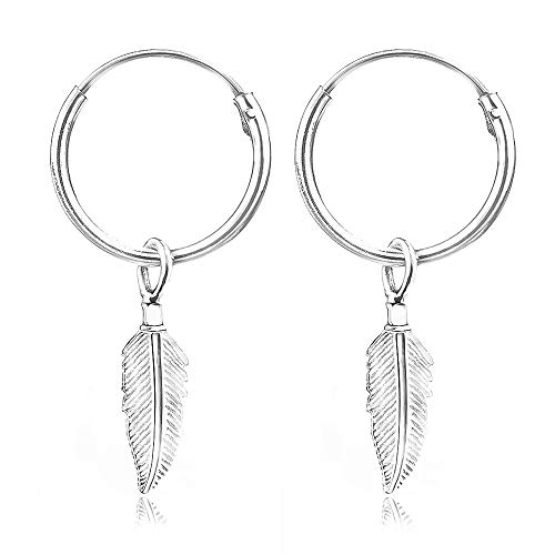 Preisvergleich Produktbild Creolen mit Feder-Anhänger aus 925er Sterlingsilber, nickelfrei