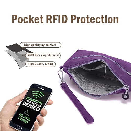 Image of Small Wristlet Wallets for Women Nylon RFID Cross body bag | Cell Phone Purse with Built-In Card Slots for Daily Outings