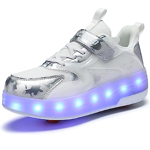 Boys Girls Roller Sneakers Shoes with 2 Wheels 16 LED Light Model Rechargeable Retractable Skateboarding Wheels for Beginner More Balanced Party Birthday Christmas Best Gift2