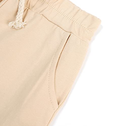 Image of KISBINI Toddler Kids Plain Short Sleeve T-Shirt and Shorts Set Unisex Cotton Summer Outfit Clothes for Little Boys or Girls