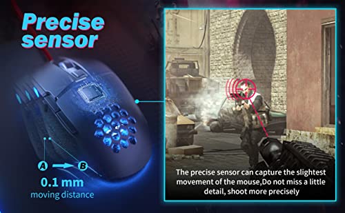 Image of CYD C309 Wired Gaming Mouse, RGB Gaming Mouse with Side Buttons, High-Precision Adjustable 12800 DPI, Adjustable Weights, 6 Programmable Buttons, Gaming Mice Ergonomic Computer Mouse (C303-12800 DPI)
