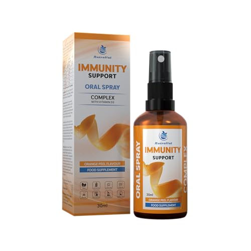 NutraVal Immunity Support - Spray Oral con Vitamina D3, Chaga, Shiitake, Cordyceps, Reishi y Saúco Negro – Complemento Alimenticio con Aceite MCT - 30 ml