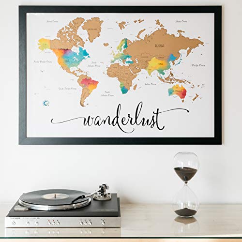 Scratch Off Map of The World | Deluxe Watercolor Wanderlust Edition | XL Size 36
