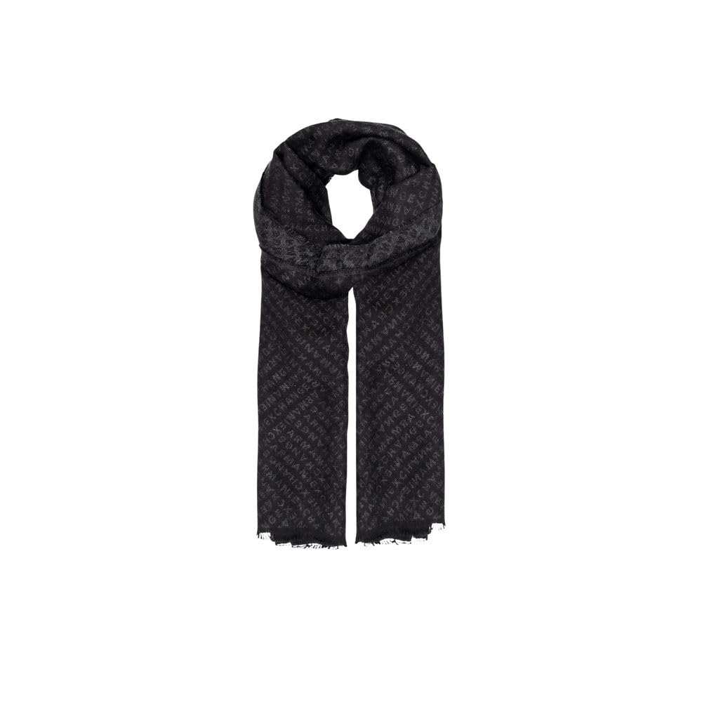 Armani Exchange Pashmina nera per uomo e donna caratterizzata da una trama jacquard con logo UNI