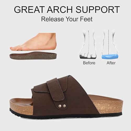 Image of Centrino Mens Cushion Sliders /Slippers| | Open Toe Design |Berkin-Style Slip-On Sandals | Lightweight & Comfortable | Arch Support | On-Grip Sole | Casual Outdoor Wear (6865)