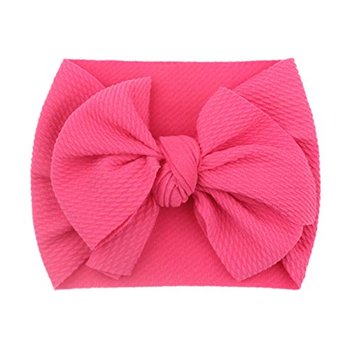Baby Headbands Grosgrain Solid Bows, Soft Cotton Headwraps for Newborn Infant Toddler Girl, Hair Bow Elastics for Baby Girls Newborn Infant Toddlers Kids (Hot Pink)