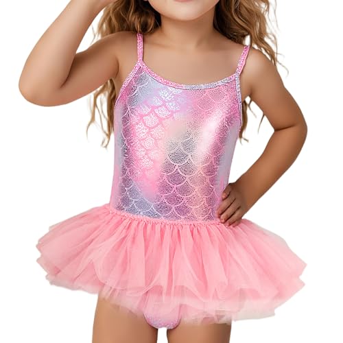 Girls Swimsuit, Pink Mermaid Toddler Girls Bathing Suit One Piece Swimsuit,UPF 50+ Quick Dry Stretchy Swimsuit3