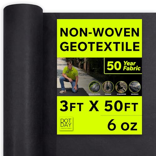 Image of DOTDAY 6oz Non-Woven Geotextile Fabric, Driveway Underlayment 3x50ft