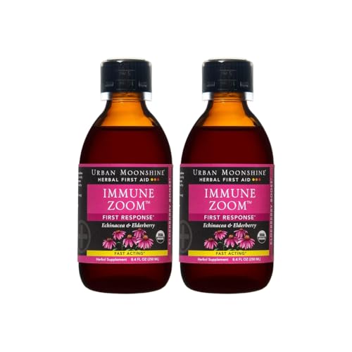 Urban Moonshine Immune Zoom | Herbal First Aid Supplement with Echinacea & Elderberry | Fast-Acting First Response | 8.4 FL OZ (Pack of 2)