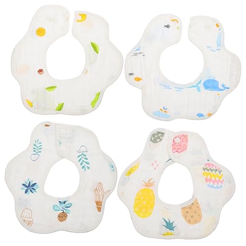 HAPINARY 4 Piezas Baberos de Bebés Baberos Absorbentes y Ajustables Alimentación de Bebés y Pequeños