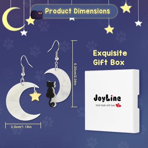 Joyline Gothic Halloween Earrings for Women Cute Black Cat Moon Star Acrylic Dangle Earrings Halloween Jewelry Gifts Party Outfit Accessories2