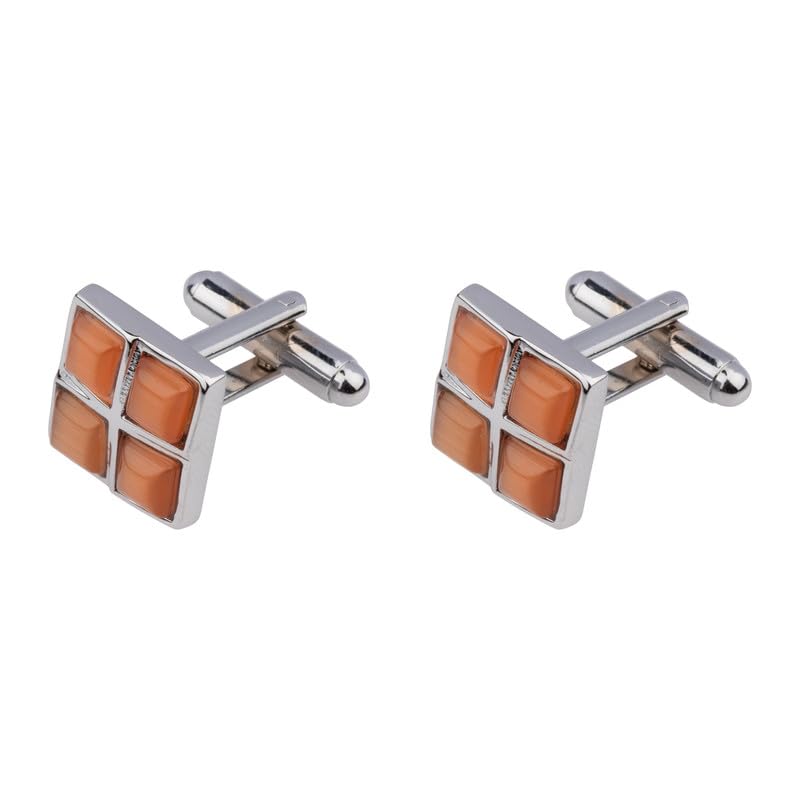 The Tie Hub Orange Squares Stone Cufflinks For Men