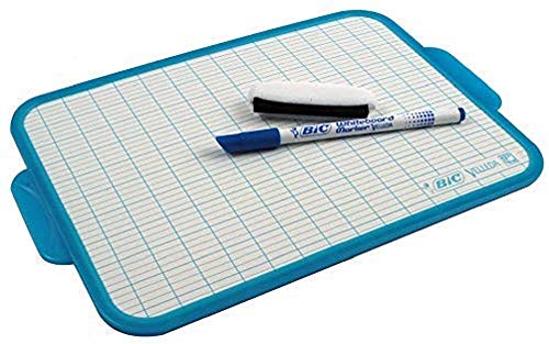 BIC Velleda leisteen, dubbelzijdig, droog afwasbaar, 19 x 26 cm, met blauw vilt, droog afwasbaar, 2 stuks - Image 4