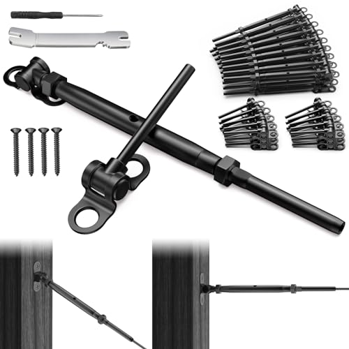 BLIKA 30 Pair 1/8" Black Cable Railing Kit Swage Toggle Turnbuckle Hardware, Adjustable Angle T316 Stainless Steel Cable Railing Kits for 2"x2", 4"x4" Wood Posts, Black Deck Railing Kit for Stairs