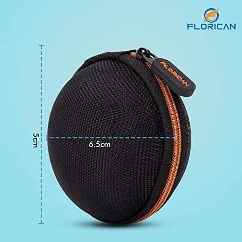 Florican Earphone Carry Case, Multi Use Storage Travel Organiser for Earphones, SD Cards, Pen Drives, Coins with in-Built Anti Scratch Mesh Pocket (Orange)