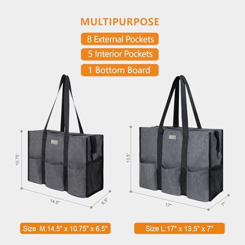 Image of TOPDesign Utility Water Resistant Tote Bag with 13 Pockets, Top Zipper Closure & Thick Bottom Support, for Working Women