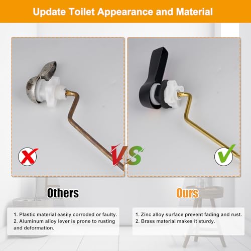 Image of Hibbent Universal Metal Side Mount Toilet Handle Kit, Oil Rubbed Bronze | Solid Brass Toilet Flush Tank Lever with Stainless Steel Adjustable Flapper Chains, Side Tank Toilet Handle for Most Toilets