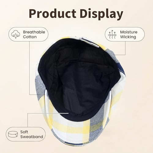Image of 3Pcs Men's Newsboy Caps Cotton Cooling Hat Adjustable Flat Cap for Men