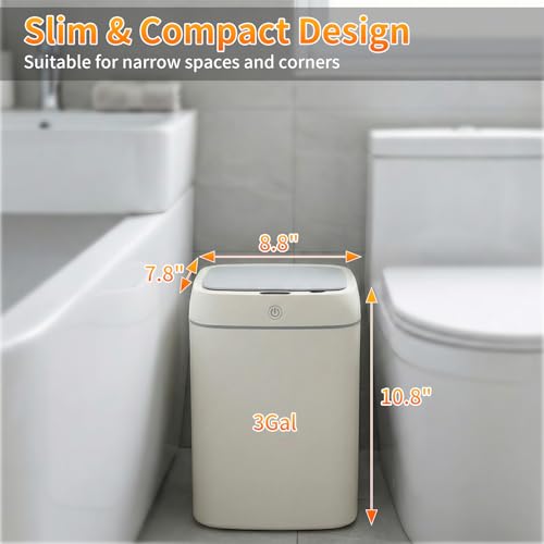 Caneca de basura rectangular blanca con sensor táctil 3 gal miniatura 2