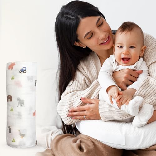 Image of Muslin Baby Swaddle - Breathable Receiving Blankets for Newborn Baby, 70% Viscose derived from Bamboo, 30% Spandex, Imported